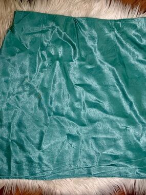 Babaton Teal Satin Mini Skirt
